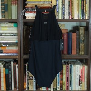 Black Tempt Me Mesh Dance Leotard NWT